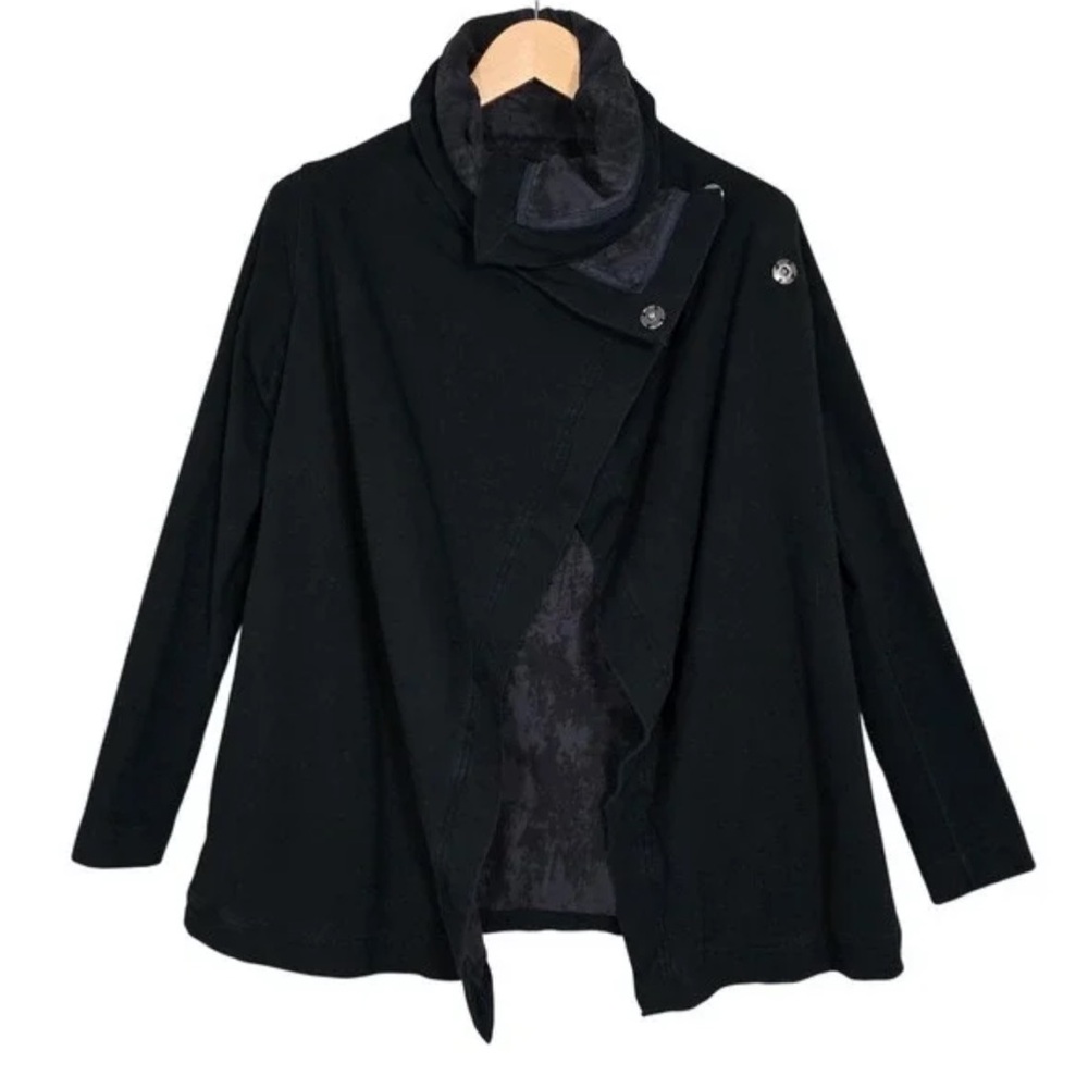 Lululemon Savasana Wrap Cardigan Black Gray Yoga Jacket Size 2 XS/S